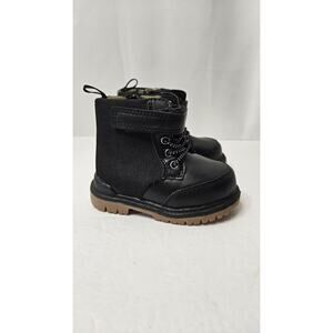 Wonder Nation Infant Baby Boys Black Strap Casual Combat Boots Shoes 4 Toddler